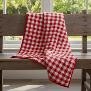 Dvojitá gázovina/mušelín Double sided CHECKS MINI red