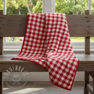 Kaksinkertainen harsokangas/musliini Double sided CHECKS MINI red