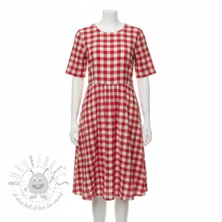 Kaksinkertainen harsokangas/musliini Double sided CHECKS MINI red