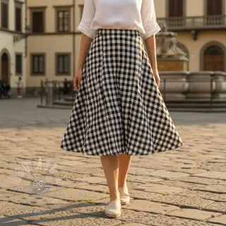Kaksinkertainen harsokangas/musliini Double sided CHECKS MINI black