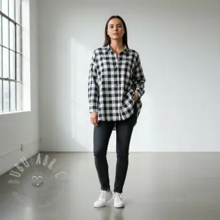 Kaksinkertainen harsokangas/musliini Double sided CHECKS MINI black