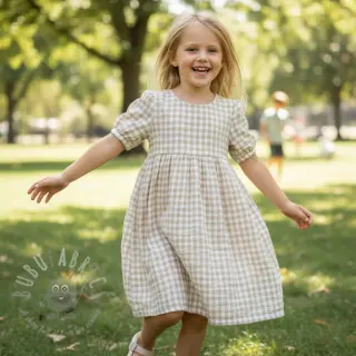 Kaksinkertainen harsokangas/musliini Double sided CHECKS MINI beige