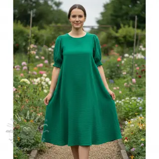 Kaksinkertainen harsokangas/musliini hunter green