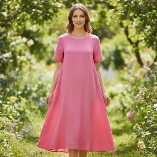 Kaksinkertainen harsokangas/musliini pink ORGANIC