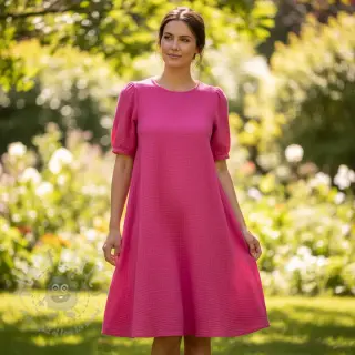 Kaksinkertainen harsokangas/musliini fuchsia