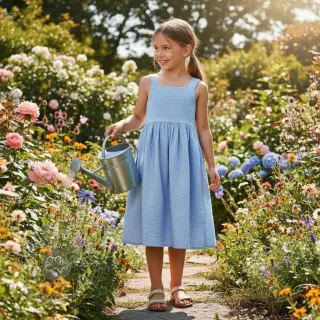 Kaksinkertainen harsokangas/musliini blue heaven ORGANIC