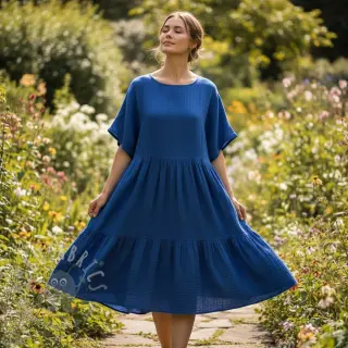 Kaksinkertainen harsokangas/musliini cobalt