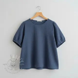 Kaksinkertainen harsokangas/musliini jeans blue ORGANIC