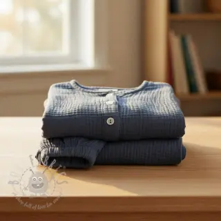 Kaksinkertainen harsokangas/musliini jeans blue ORGANIC