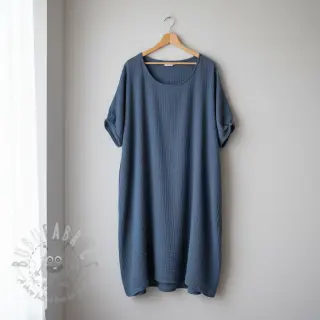 Kaksinkertainen harsokangas/musliini jeans blue ORGANIC