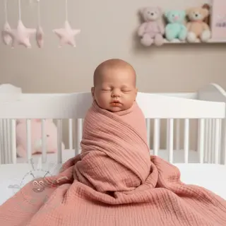 Kaksinkertainen harsokangas/musliini soft rose ORGANIC