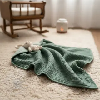 Kaksinkertainen harsokangas/musliini green ORGANIC