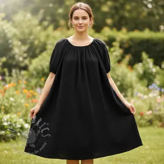 Kaksinkertainen harsokangas/musliini black