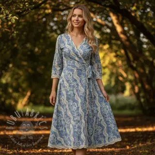 Puuvillakangas JEANS EMBROIDERY Flora design B