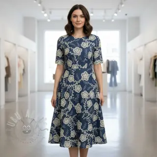 Puuvillakangas JEANS EMBROIDERY Flora design C