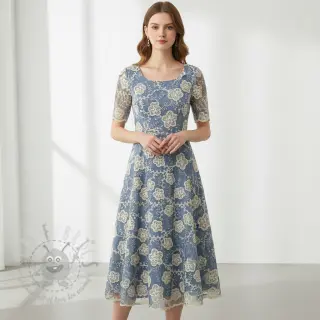 Puuvillakangas JEANS EMBROIDERY Flora design D
