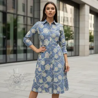 Puuvillakangas JEANS EMBROIDERY Flora design D