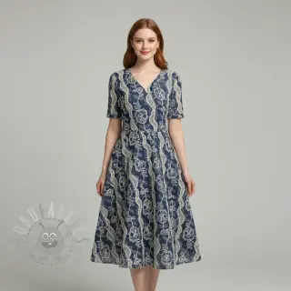 Puuvillakangas JEANS EMBROIDERY Flora design Ja