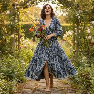 Bavlnená látka JEANS EMBROIDERY Flora design A