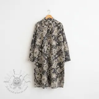 Puuvillakangas JEANS EMBROIDERY Bouquet black