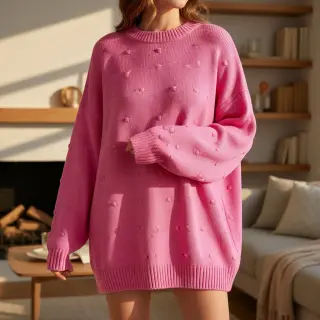 Svetrovina BIG KNIT DOT pink