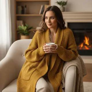 Svetrovina BIG KNIT mustard