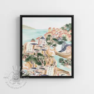 Sisustuskangas Houses ecru digital print