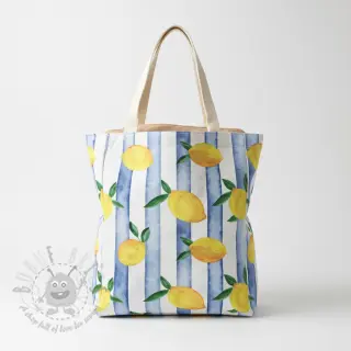 Sisustuskangas Lemons blue digital print