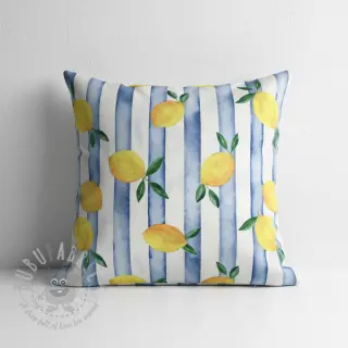 Sisustuskangas Lemons blue digital print