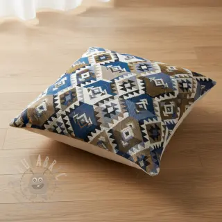 Sisustuskangas jacquard Kilim cobalt havane