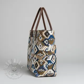 Sisustuskangas jacquard Kilim cobalt havane