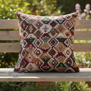 Sisustuskangas jacquard Kilim fuchsia vert