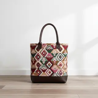 Dekoračná látka jacquard Kilim fuchsia vert