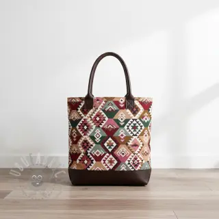 Sisustuskangas jacquard Kilim fuchsia vert