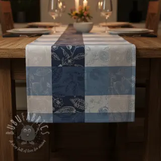 Sisustuskangas FRENCH TABLE CLOTH JACQUARD Cabosse allover indigo