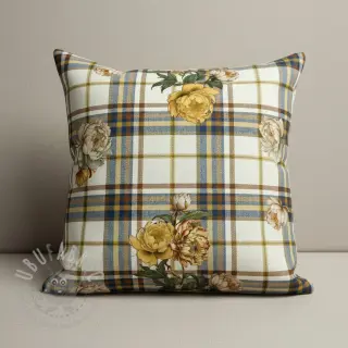 Sisustuskangas Linenlook Classic Peony Check digital print