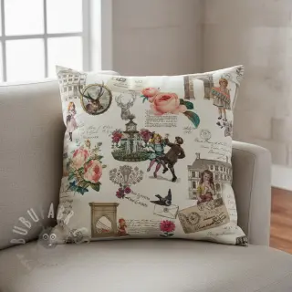 Sisustuskangas premium Linenlook Poetry Romantic Scene digital print