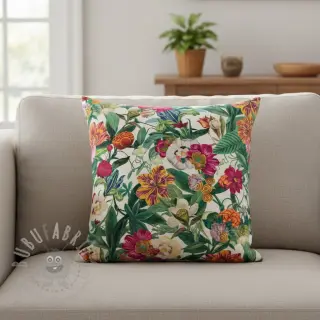 Sisustuskangas Linenlook Flashy Floral Party digital print