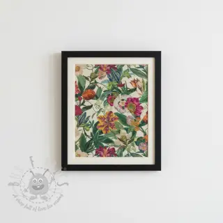 Sisustuskangas Linenlook Flashy Floral Party digital print