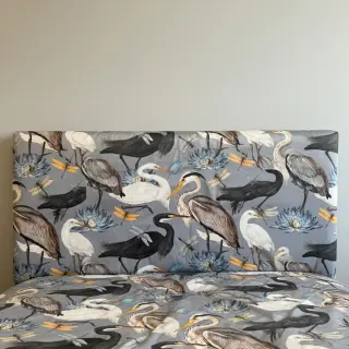 Dekoračná látka VELVET Heron bird steel grey