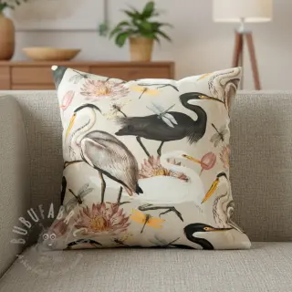 Sisustuskangas VELVET Heron bird camel