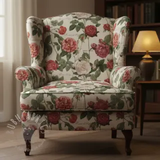 Sisustuskangas Linenlook premium Vintage Rose Garden digital print