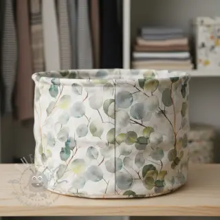 Sisustuskangas Linenlook Eucalyptus boho leaf digital print