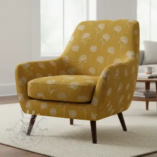 Sisustuskangas Linenlook Elegant dandelion golden yellow