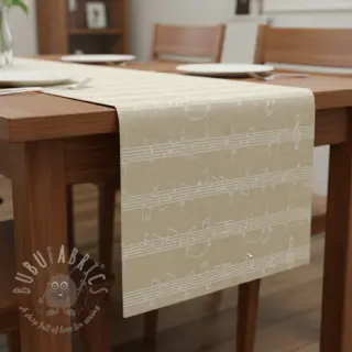 Sisustuskangas jacquard Music notes lyrics metallic