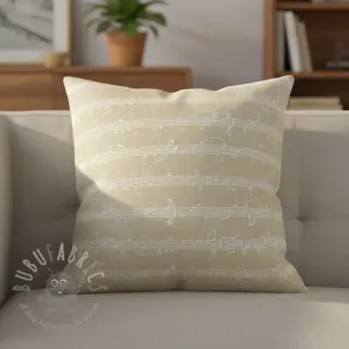 Sisustuskangas jacquard Music notes lyrics metallic