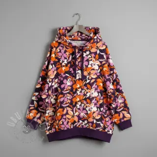 Collegekangas Bright flowers design purple ochre