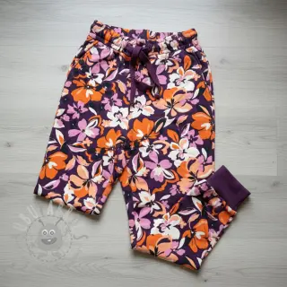 Collegekangas Bright flowers design purple ochre