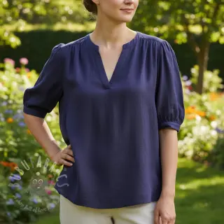 Viskoosi pellavalla WASHED navy