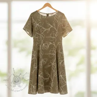 Viskoosi pellavalla EMBROIDERY Flower Danielle pickle